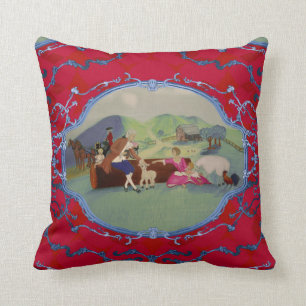 PH&D French Toile Pillow Red and Blue