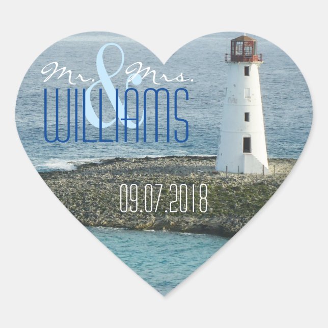 PH&D Wedding Heart Sticker New England Lighthouse (Front)