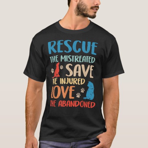Ph Vintage Animal Rescue Dog Cat Lovers Costume Pe T_Shirt