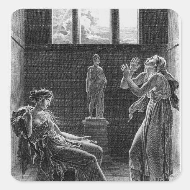 Phaedra and Oenone, illustration from Act I Square Sticker (Front)