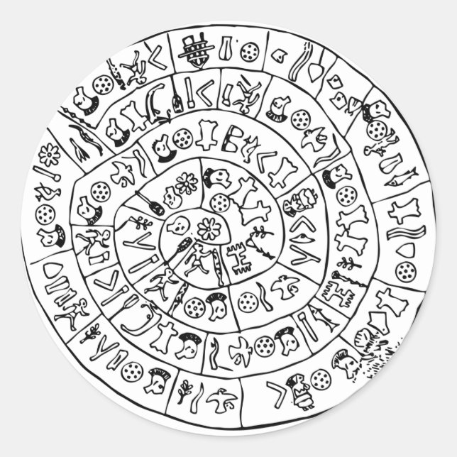 Phaistos disk classic round sticker (Front)