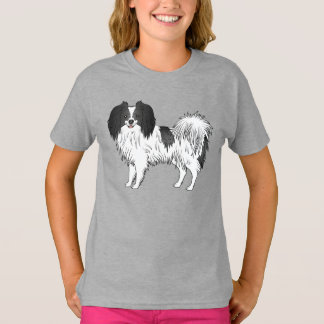 Phalène Dog In Black And White Coat Color Drawing T-Shirt