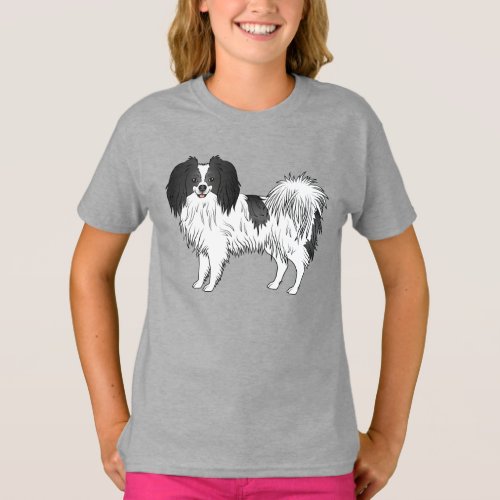 Phalne Dog In Black And White Coat Color Drawing T_Shirt