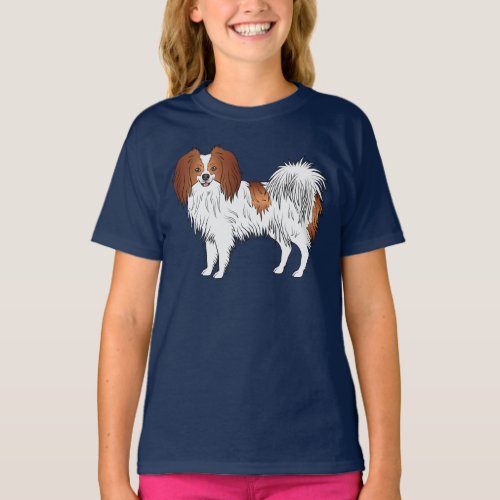 Phalne Dog In Red And White Cartoon Illustration T_Shirt
