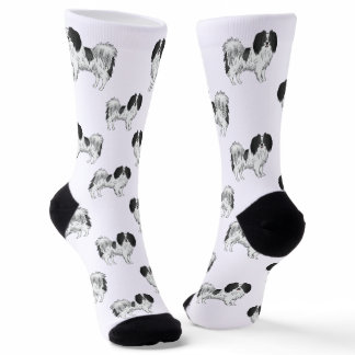 Phalène Pattern In Black And White Color Dog Lover Socks