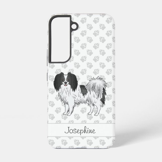Phalène With Black Details And Custom Name On Paws Samsung Galaxy Case (Back)