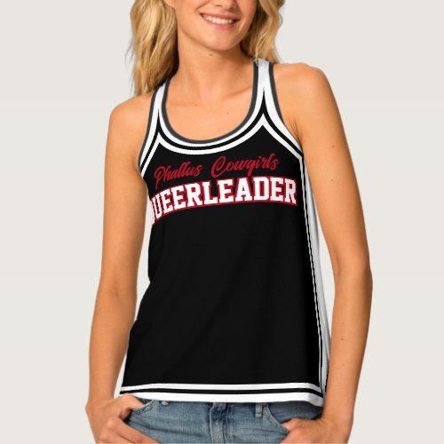 Phallus Cowgirls Queerleader Red Black Cheerleader Tank Top
