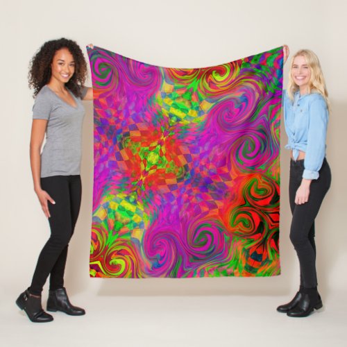 Phantasmagoria Warped Swirling Colors  Fleece Blanket