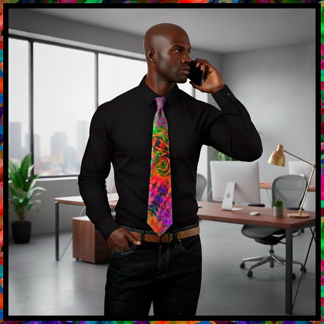 [Phantasmagoria] Warped Swirling Colors Neck Tie (Bring fun back to the office with this striking tie that commands attention.)
