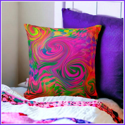 Phantasmagoria Warped Swirling Colors  Throw Pillow