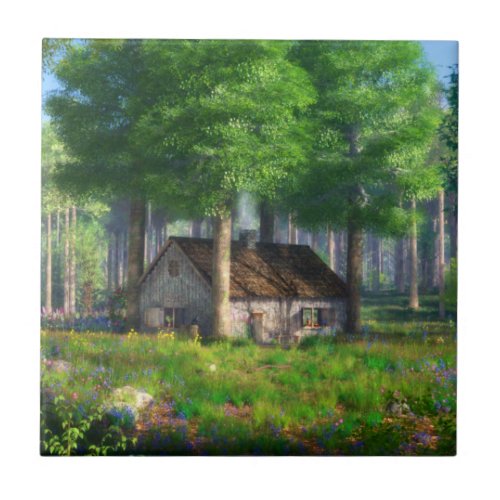 Phantastes The Forest Cottage Tile  Trivet