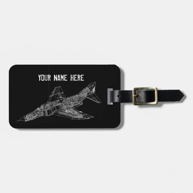 Phantom Fighter Jet (Supersonic Aircraft) Pilot Luggage Tag (Front Horizontal)