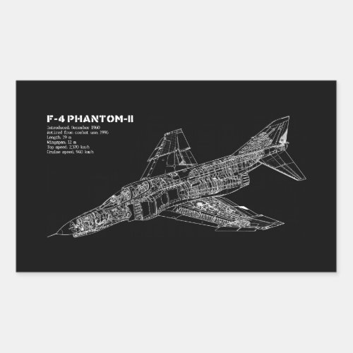 Phantom Fighter Jet Supersonic Aircraft Pilot Rectangular Sticker