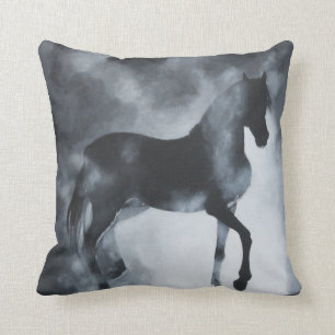 "Phantom" Horse in mist.Pillow Throw Pillow
