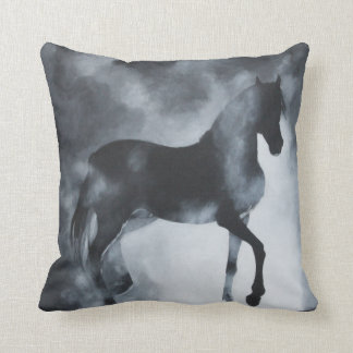 "Phantom" Horse in mist.Pillow Throw Pillow