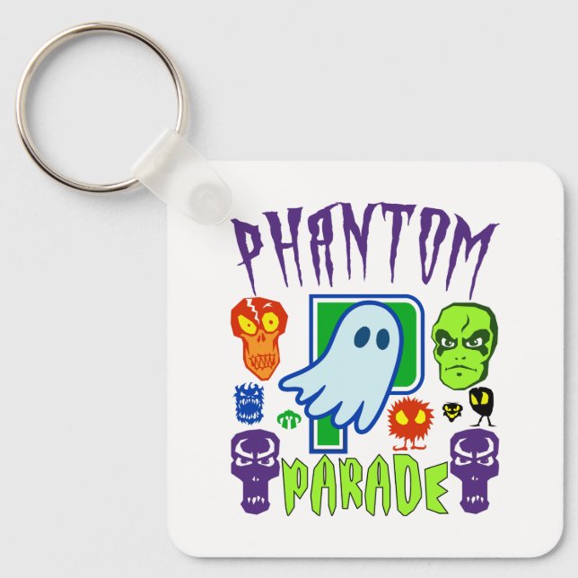 Phantom parade spooky ghost skull design keychain (Front)