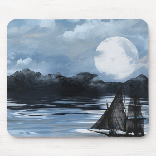 Phantom Pirate Ship At Night Mouse Pad