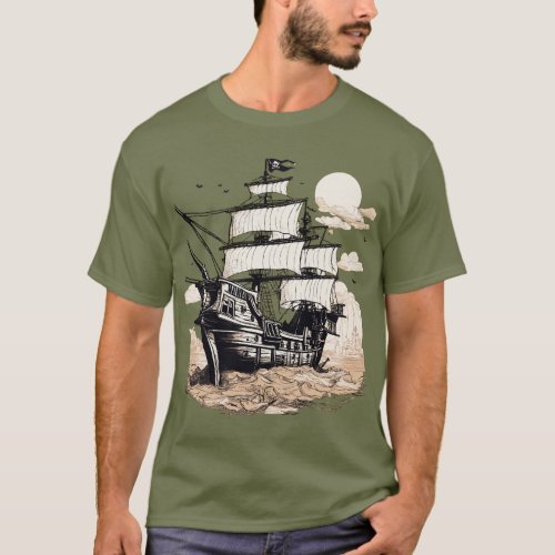 Phantom Ship Spooky Pirate T_Shirt