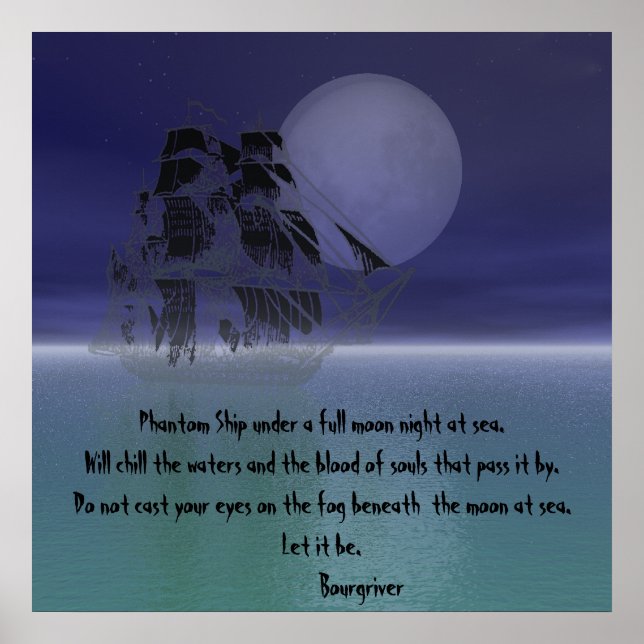 Phantom Ship under a full moon night. Poster (Front)