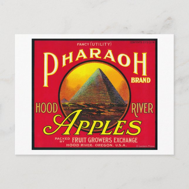Pharaoh Apple Crate LabelHood River, OR Postcard (Front)