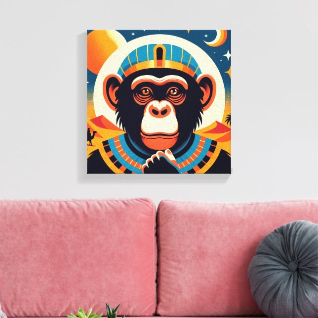Pharaoh Chimpanzee Tut 6 Canvas Print (Insitu(LivingRoom))