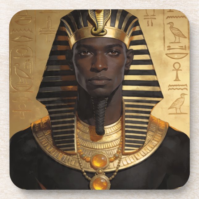 Pharaoh Energy — Ancient African King Modern Art  Beverage Coaster (Front)