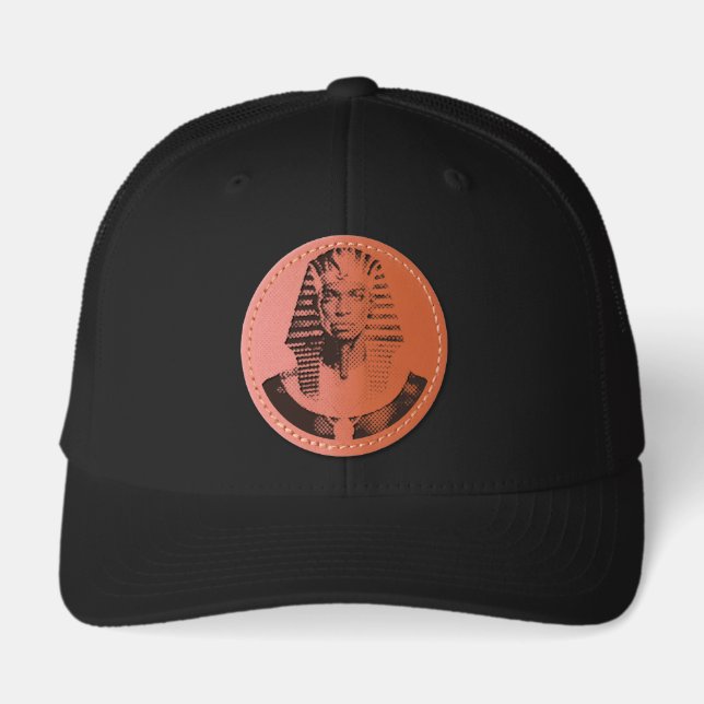 Pharaoh Energy — Ancient African King Modern Art Leather Patch Hat (Front)