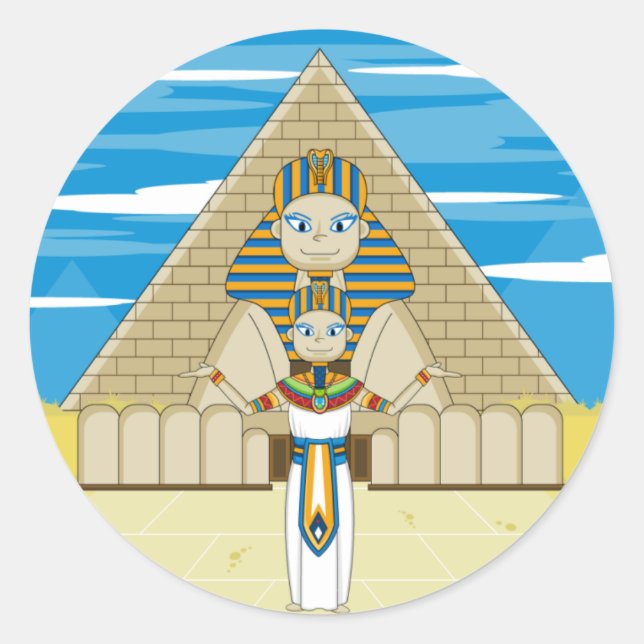 Pharaoh & Great Sphinx of Giza Sticker (Front)