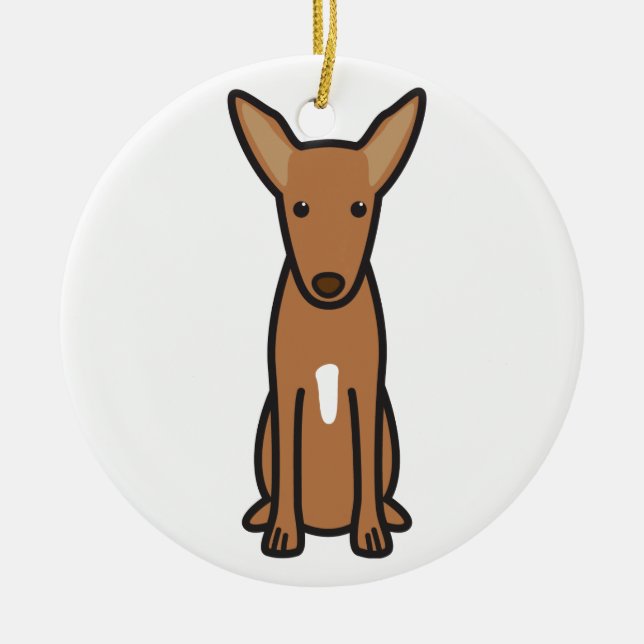 Pharaoh Hound Dog Cartoon Ceramic Ornament (Front)