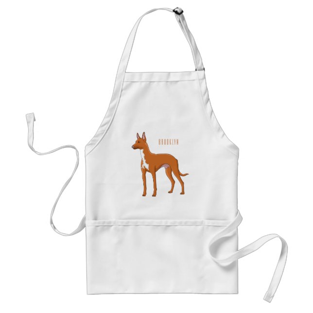 Pharaoh hound dog cartoon illustration  adult apron (Front)