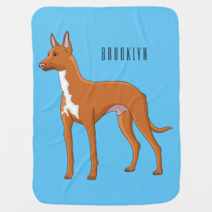 Pharaoh hound dog cartoon illustration baby blanket