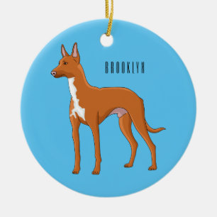 Pharaoh hound dog cartoon illustration ceramic ornament