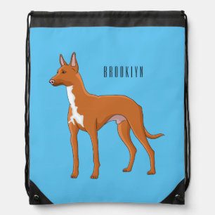 Pharaoh hound dog cartoon illustration drawstring bag