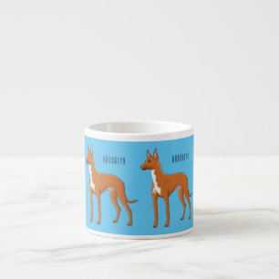 Pharaoh hound dog cartoon illustration espresso cup