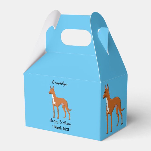 Pharaoh hound dog cartoon illustration favor boxes (Front Side)