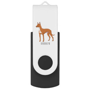 Pharaoh hound dog cartoon illustration  flash drive