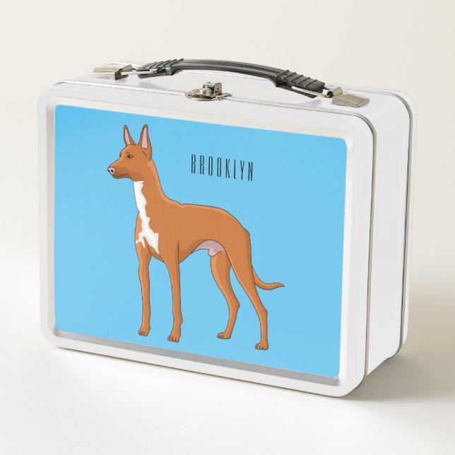 Pharaoh hound dog cartoon illustration metal lunch box (Front)