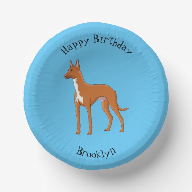 Pharaoh hound dog cartoon illustration paper bowls (Front)