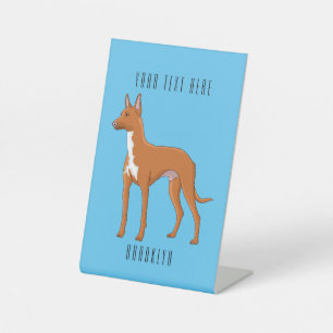 Pharaoh hound dog cartoon illustration  pedestal sign
