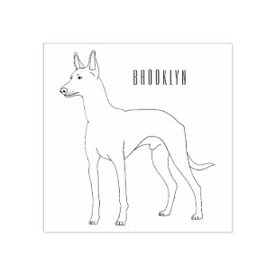 Pharaoh hound dog cartoon illustration rubber stamp