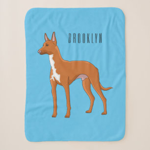 Pharaoh hound dog cartoon illustration sherpa blanket