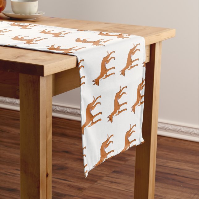 Pharaoh hound dog cartoon illustration  short table runner (In Situ)