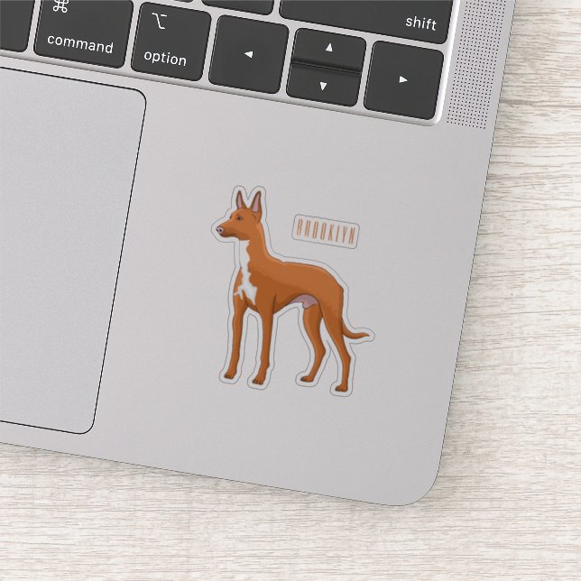 Pharaoh hound dog cartoon illustration sticker (Detail)