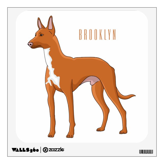 Pharaoh hound dog cartoon illustration  wall decal (Front)