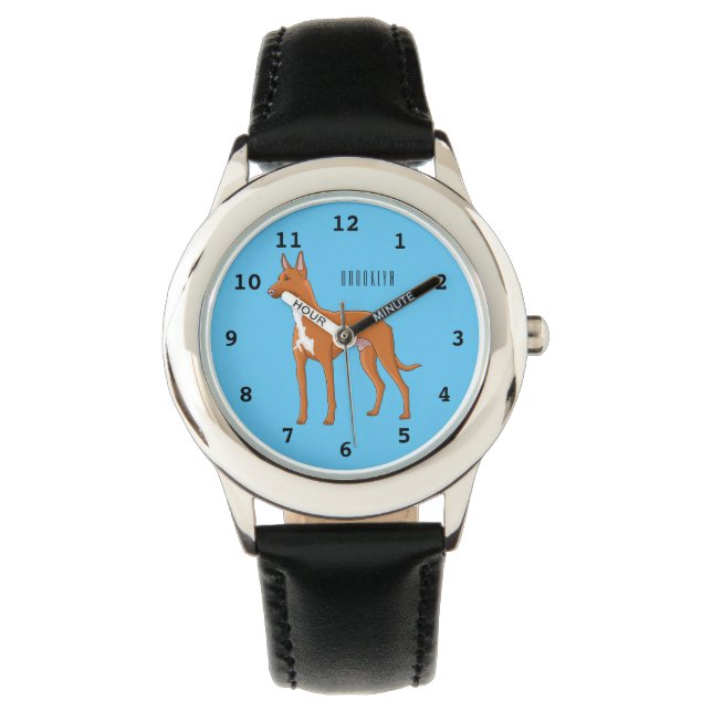 Pharaoh hound dog cartoon illustration watch (Front)