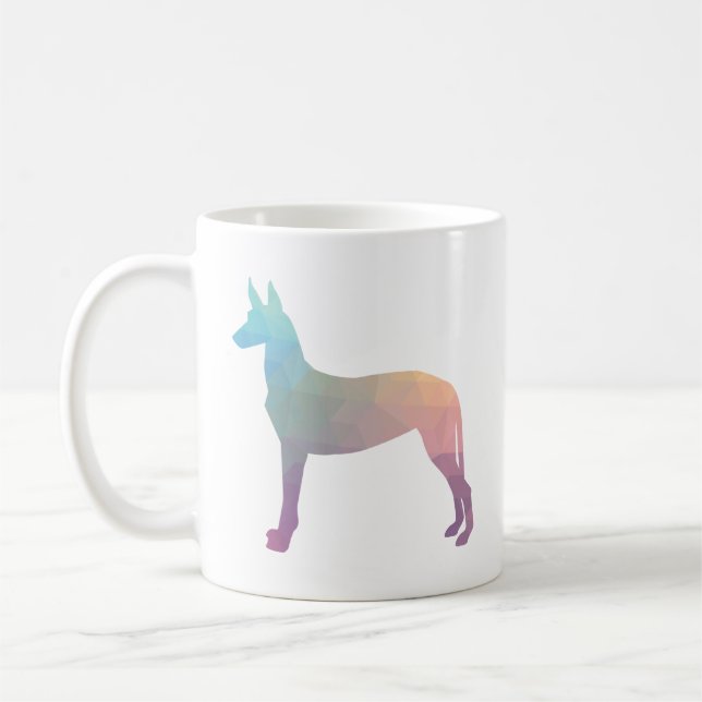 Pharaoh Hound Geometric Pattern Silhouette Pastel Coffee Mug (Left)