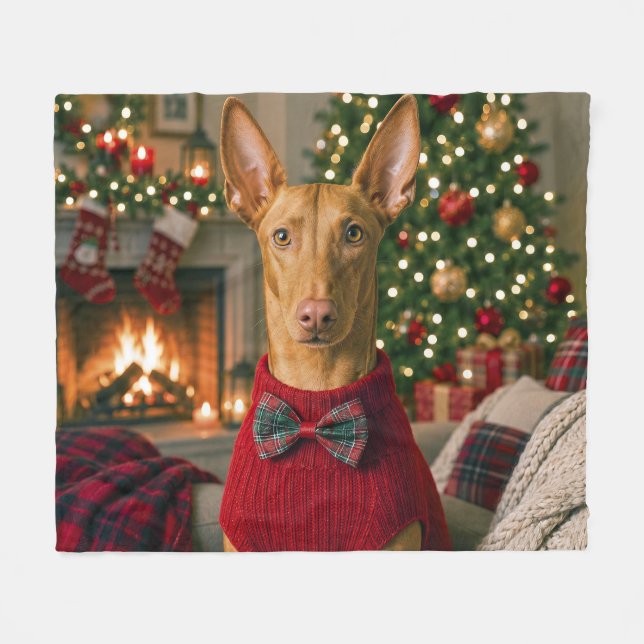 Pharaoh Hound Holiday  Fleece Blanket (Front (Horizontal))