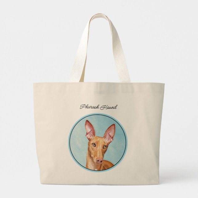 Pharaoh Hound Painting Chestnut Original Dog Art Large Tote Bag (Back)