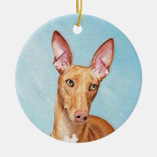 Pharaoh Hound Painting - Cute Original Dog Art Ceramic Ornament (Front)