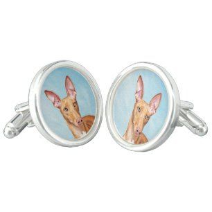 Pharaoh Hound Painting - Cute Original Dog Art Cufflinks